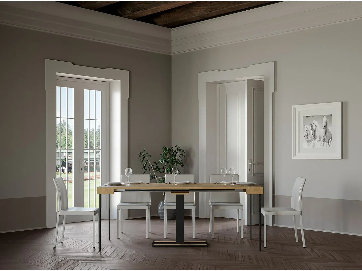 Mesa consola extensível 90x40/300 cm Capital Carvalho Natural quadro Antracite
