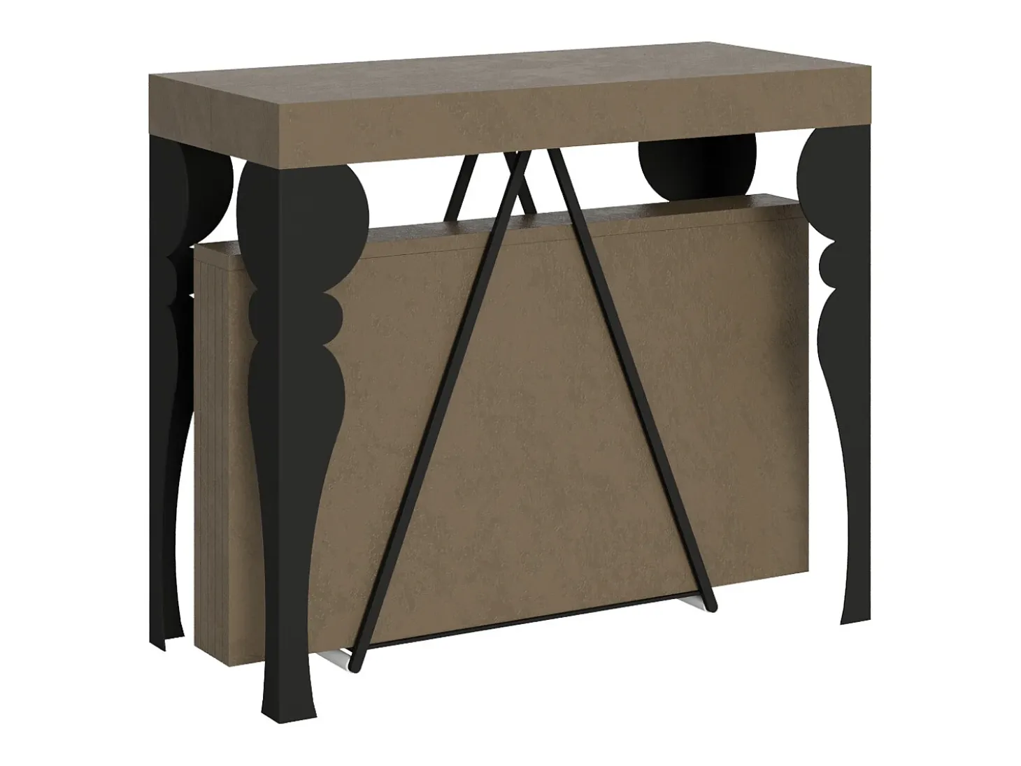 Mesa consola extensível 90x40/300 cm Riza tortora quadro antracite