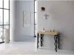 Mesa consola extensível 90x40/300 cm Karamay Premium Carvalho Natural quadro Antracite