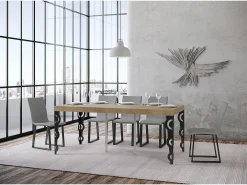 Mesa consola extensível 90x40/300 cm Karamay Premium Carvalho Natural quadro Antracite