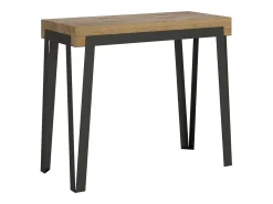 Mesa consola extensível 90x40/300 cm Rio Carvalho Natural quadro Antracite