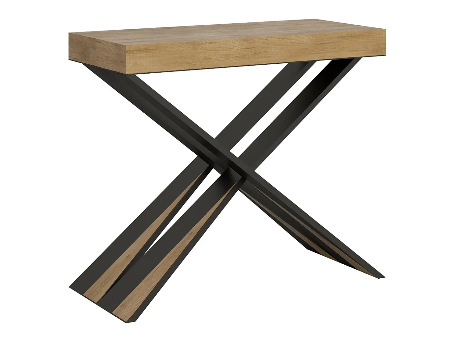Mesa consola extensível 90x40/196 cm Diago Small Premium Carvalho Natural quadro Antracite