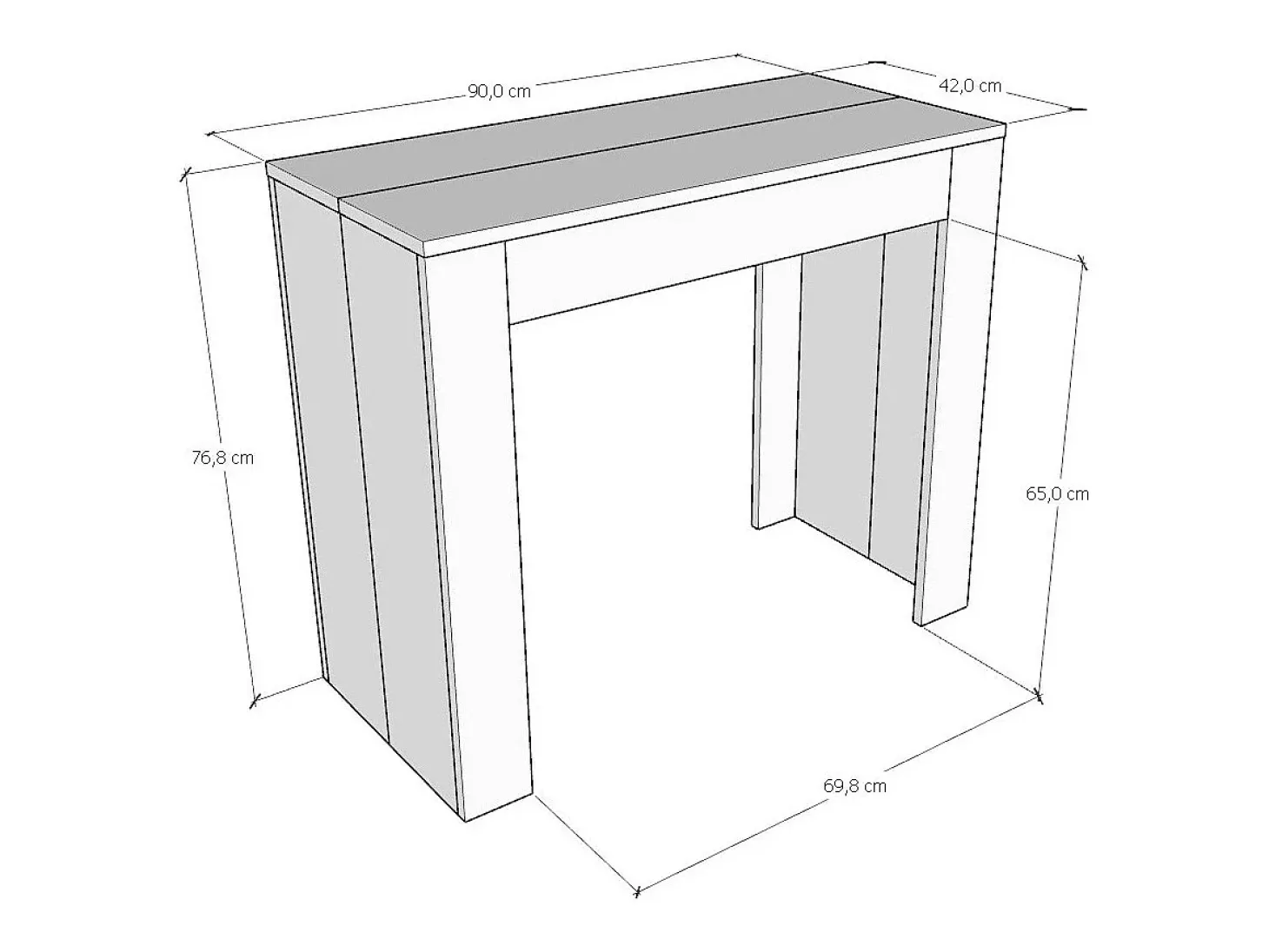 Mesa consola extensível 90x42/198 cm Emy Small Branco Espatulado