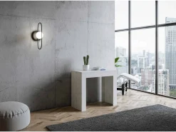 Mesa consola extensível 90x42/198 cm Emy Small Branco Espatulado