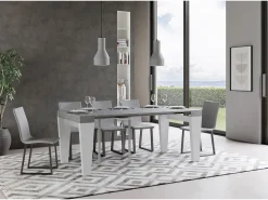 Mesa consola extensível 90x40/196 cm Spimbo Mix Small plano Cimento - estrutura Cinza Branca