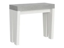 Mesa consola extensível 90x40/196 cm Spimbo Mix Small plano Cimento - estrutura Cinza Branca