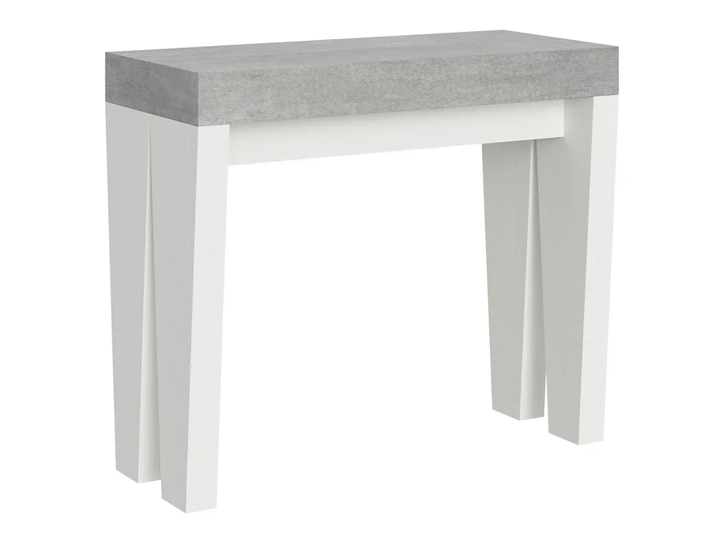 Mesa consola extensível 90x40/196 cm Spimbo Mix Small plano Cimento - estrutura Cinza Branca