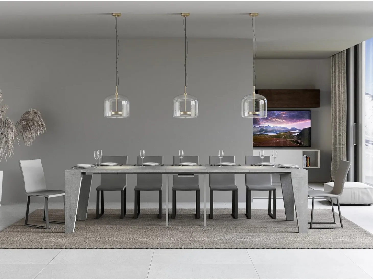 Mesa consola extensível 90x40/300 cm Naxy Cimento