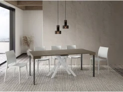 Mesa consola extensível 90x40/196 cm Krack Small tortora pernas brancas