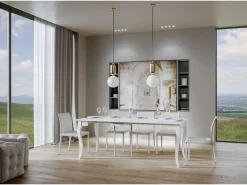 Mesa consola extensível 90x48/308 cm Olanda Cinza Branca