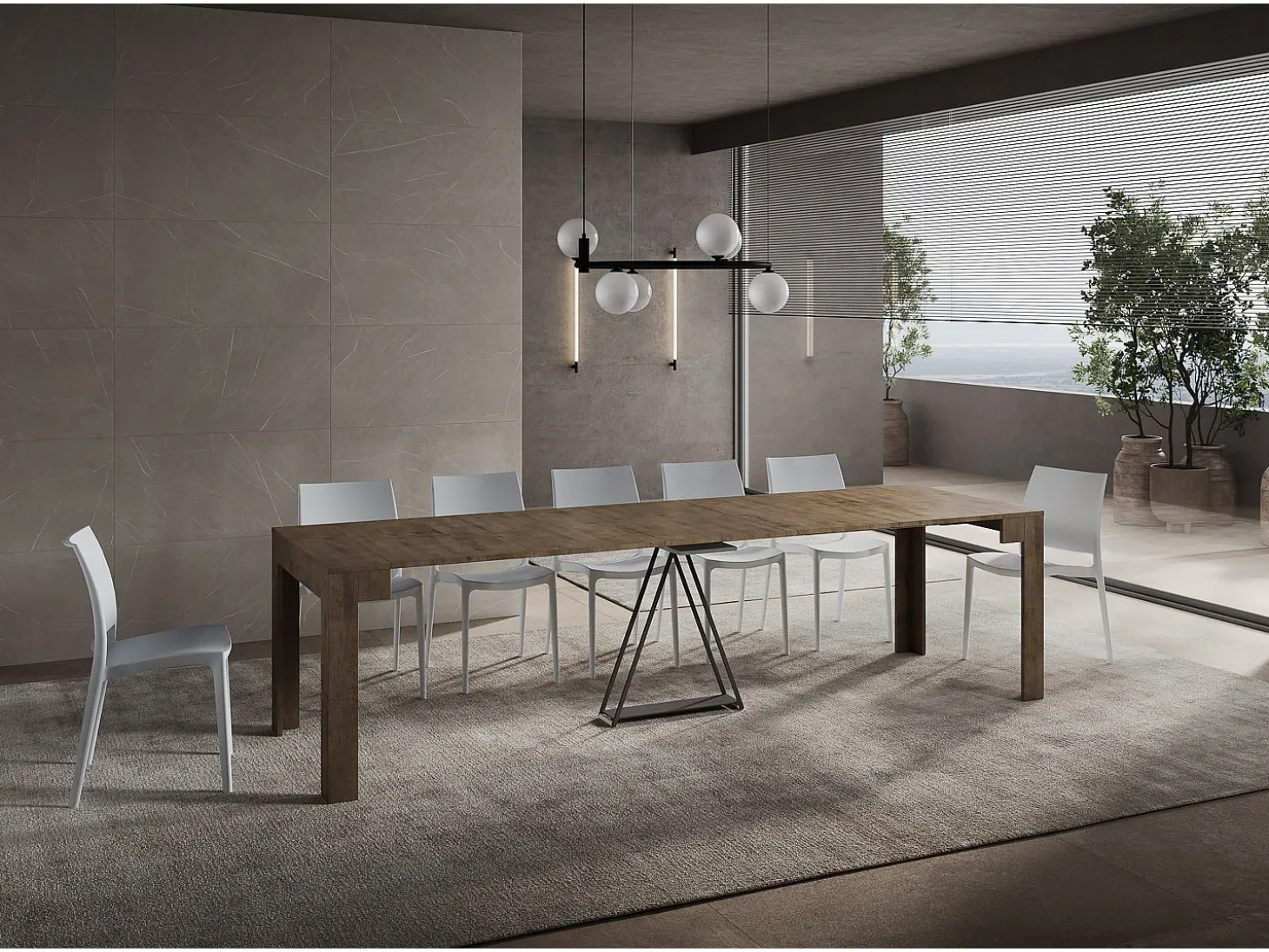 Mesa consola extensível 90x42/302 cm Scicca Nogueira