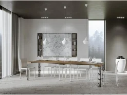 Mesa consola extensível 90x40/300 cm Ghibli Nogueira quadro Antracite