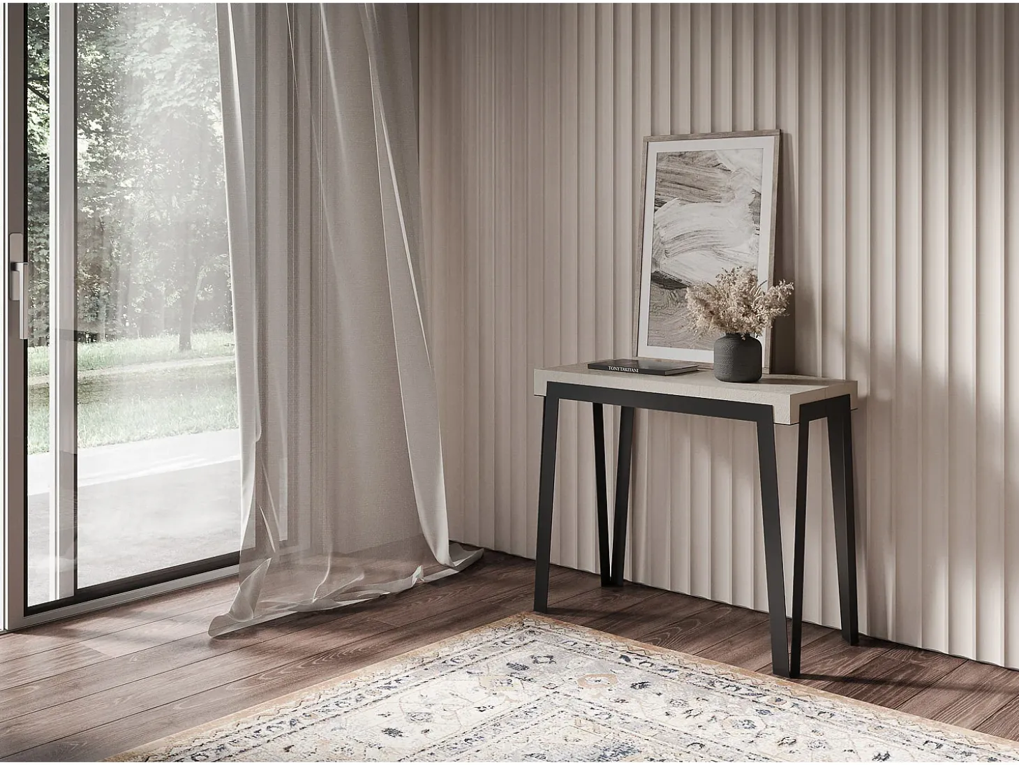 Mesa consola extensível 90x40/196 cm Rio Small Cachemira quadro Antracite