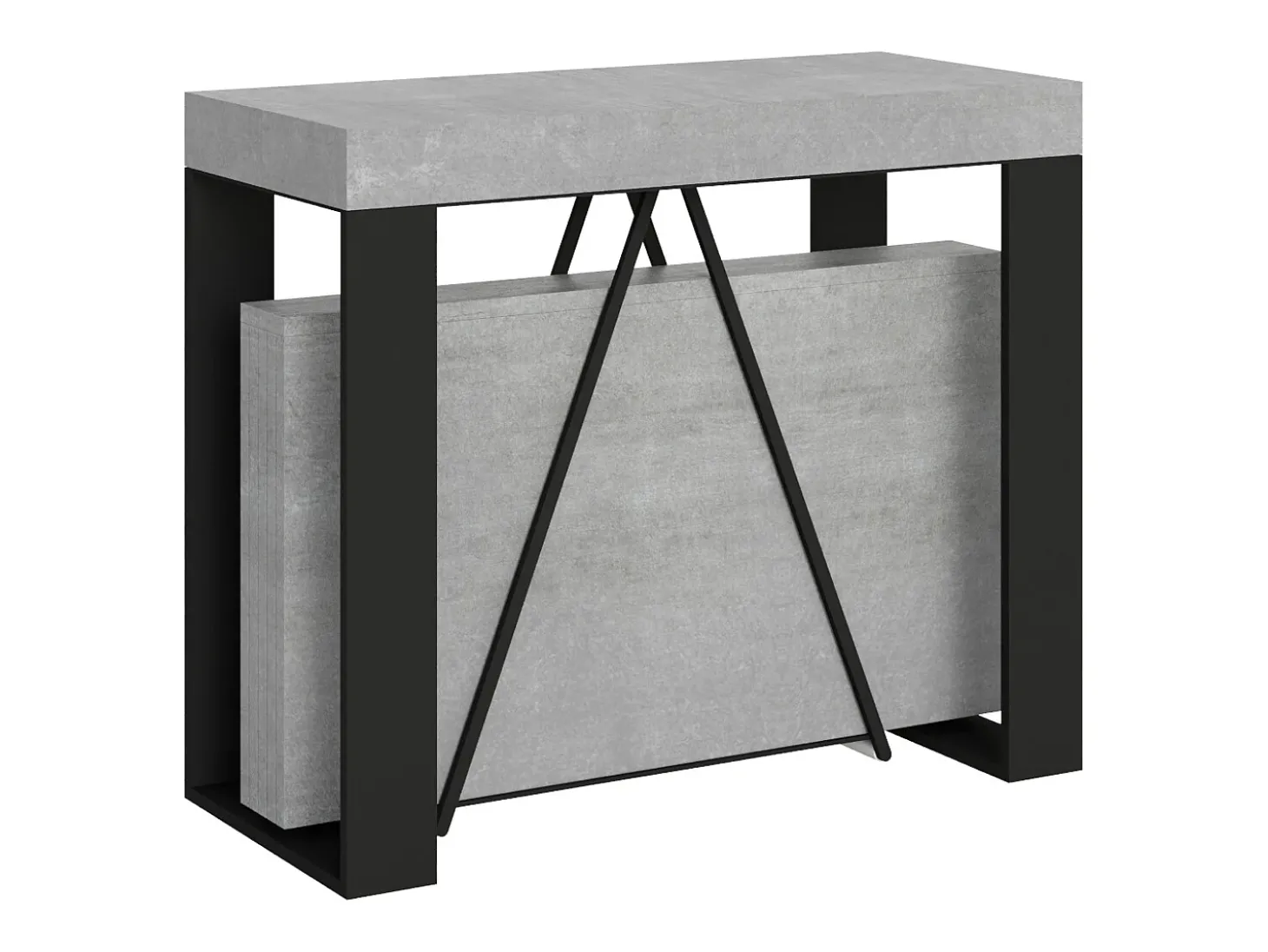 Mesa consola extensível 90x40/196 cm Zamat Small cimento quadro antracite