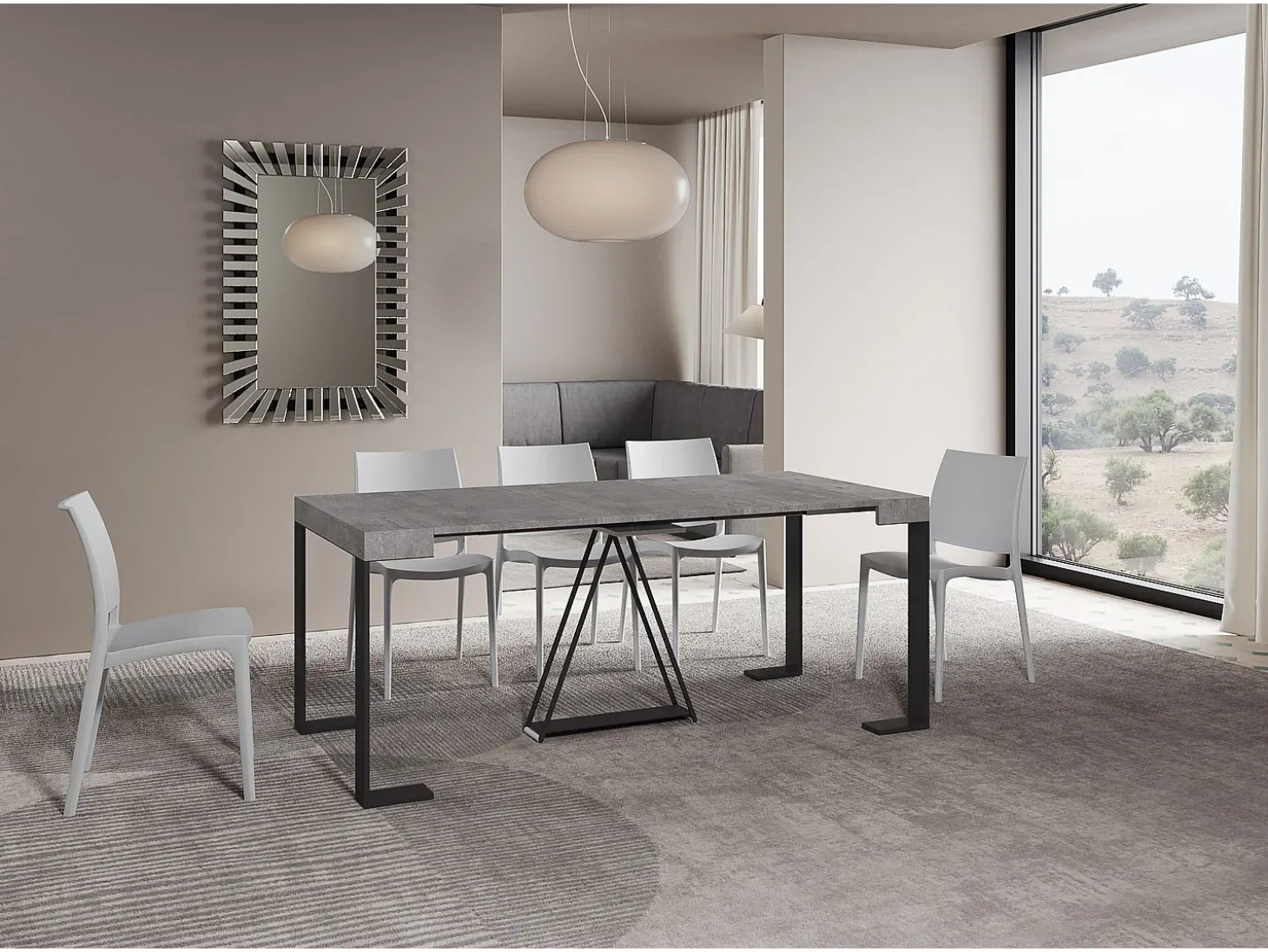 Mesa consola extensível 90x40/196 cm Zamat Small cimento quadro antracite