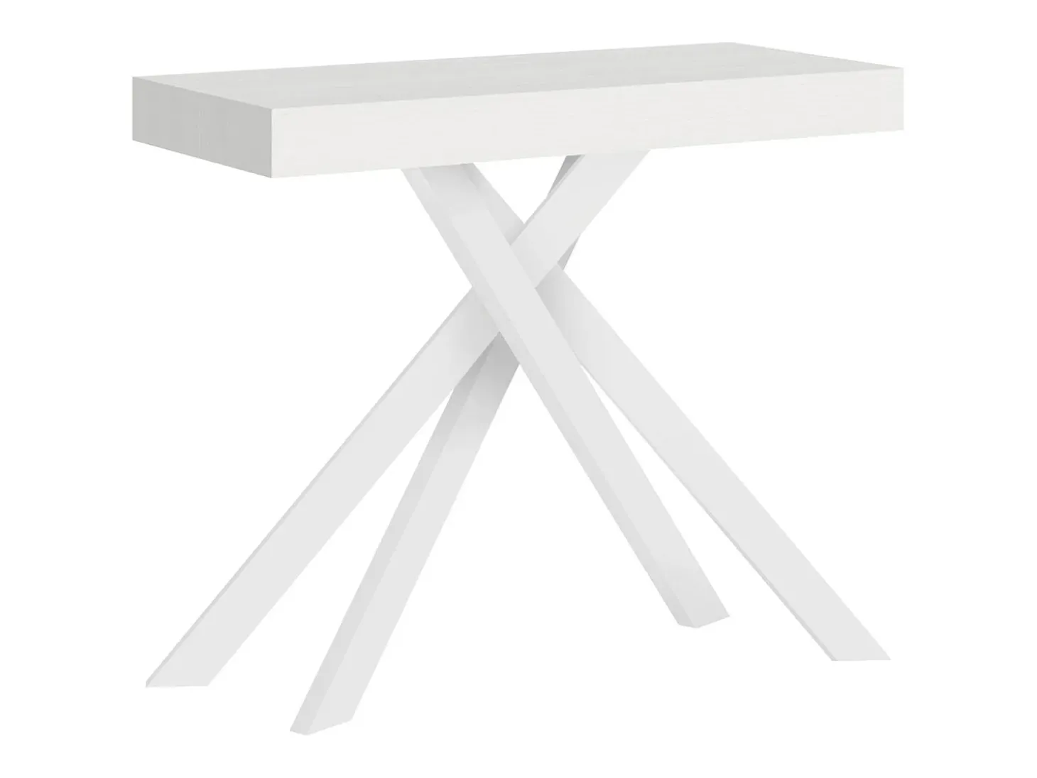 Mesa consola extensível 90x40/300 cm Krack cinza branca pernas brancas