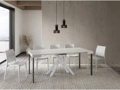 Mesa consola extensível 90x40/300 cm Krack cinza branca pernas brancas