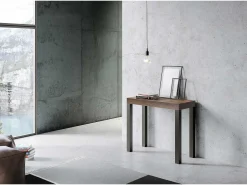 Mesa consola extensível 90x40/196 cm Everyday Small Nogueira quadro Antracite