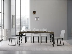 Mesa consola extensível 90x40/300 cm Karamay Tortora quadro Antracite