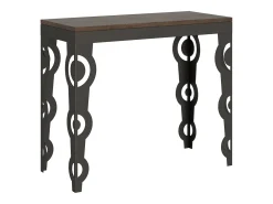 Mesa consola extensível 90x40/300 cm Karamay Evolution Nogueira quadro Antracite