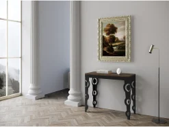 Mesa consola extensível 90x40/300 cm Karamay Evolution Nogueira quadro Antracite