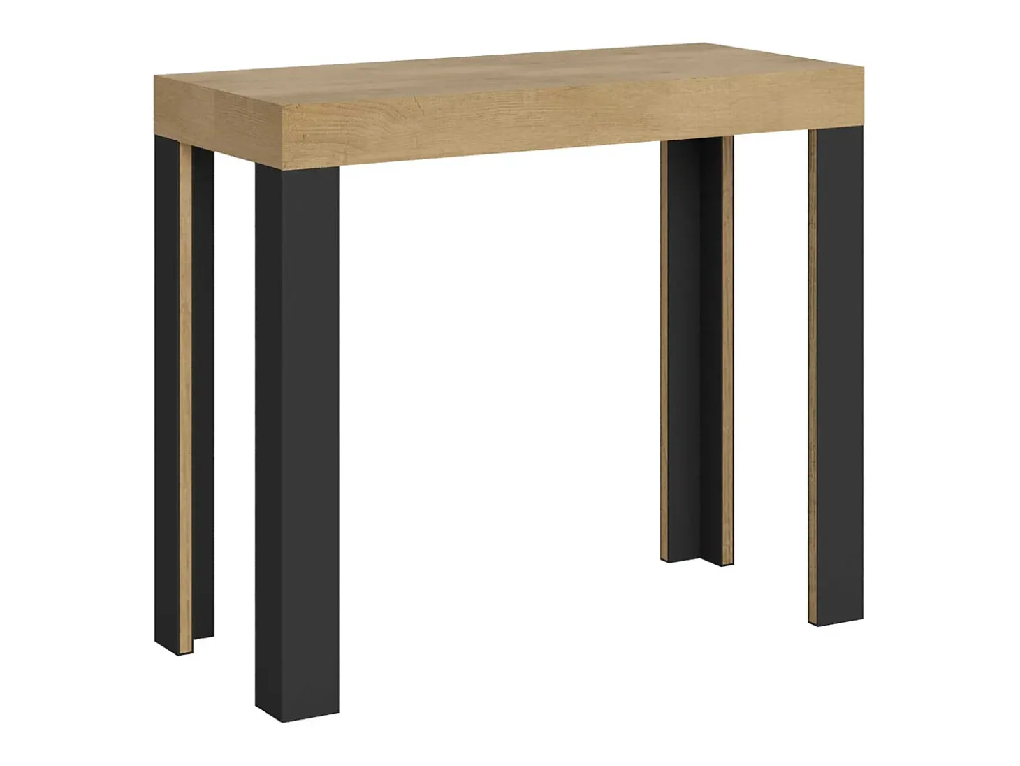 Mesa consola extensível 90x40/300 cm Linea Carvalho Natural quadro Antracite