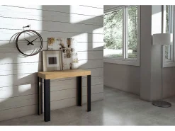 Mesa consola extensível 90x40/300 cm Linea Carvalho Natural quadro Antracite