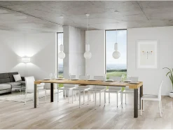 Mesa consola extensível 90x40/300 cm Linea Carvalho Natural quadro Antracite