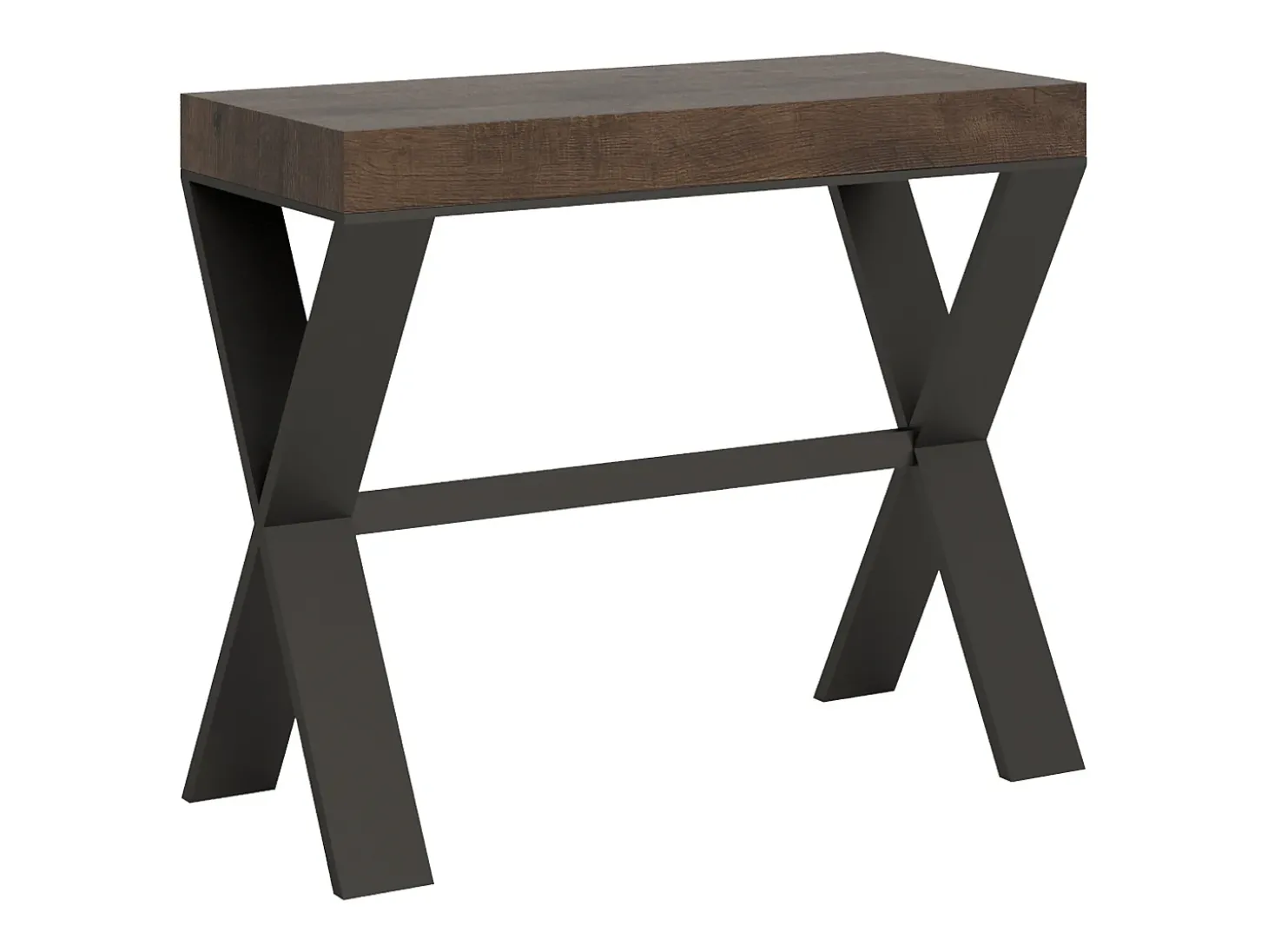 Mesa consola extensível 90x40/196 cm Xenia Small Nogueira quadro Antracite