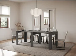 Mesa consola extensível 90x25/211 cm Kiba Antracite Espatulado extensões internas