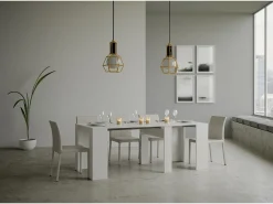 Mesa consola extensível 90x48/204 cm Basic Small Cinza Branca
