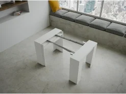 Mesa consola extensível 90x48/204 cm Basic Small Cinza Branca