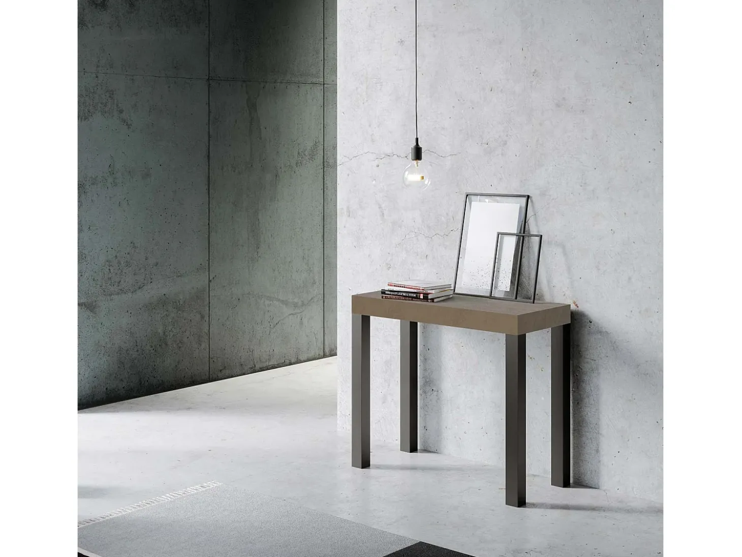 Mesa consola extensível 90x40/196 cm Everyday Small Tortora quadro Antracite