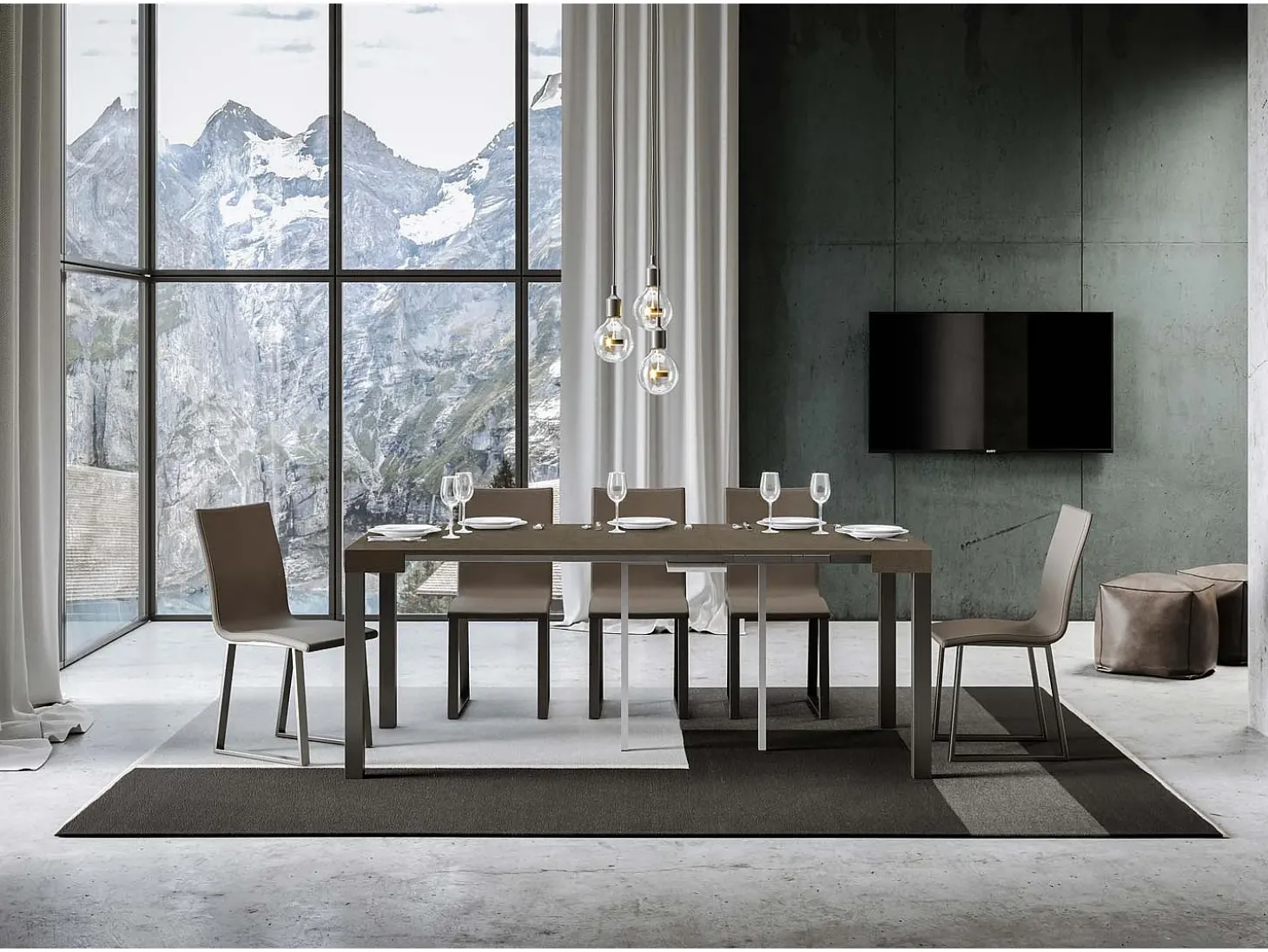 Mesa consola extensível 90x40/196 cm Everyday Small Tortora quadro Antracite