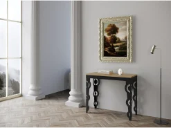 Mesa consola extensível 90x40/300 cm Karamay Evolution Carvalho Natural quadro Antracite
