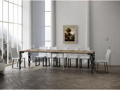 Mesa consola extensível 90x40/300 cm Karamay Evolution Carvalho Natural quadro Antracite