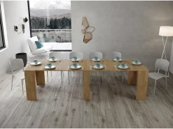 Mesa consola extensível 90x48/296 cm Bakari carvalho natural