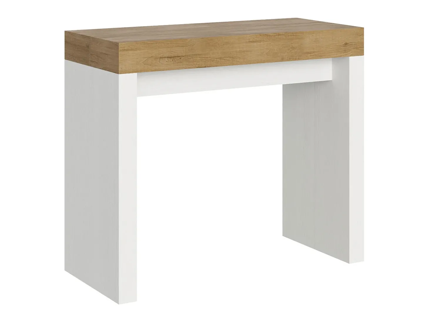 Mesa consola extensível 90x40/300 cm Roxell Mix plano Carvalho Natural - estrutura Cinza Branca