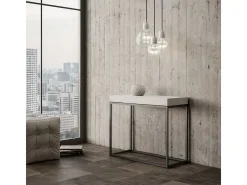 Mesa consola extensível 90x40/300 cm Nordica Cinza Branca quadro Antracite