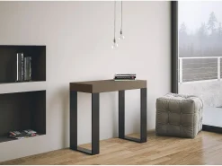 Mesa consola extensível 90x40/196 cm Tecno Small Tortora quadro Antracite