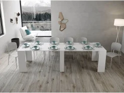 Mesa consola extensível 90x48/296 cm Bakari cinza branca