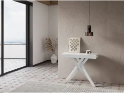 Mesa consola extensível 90x40/300 cm Krack Evolution cinza branca quadro branco