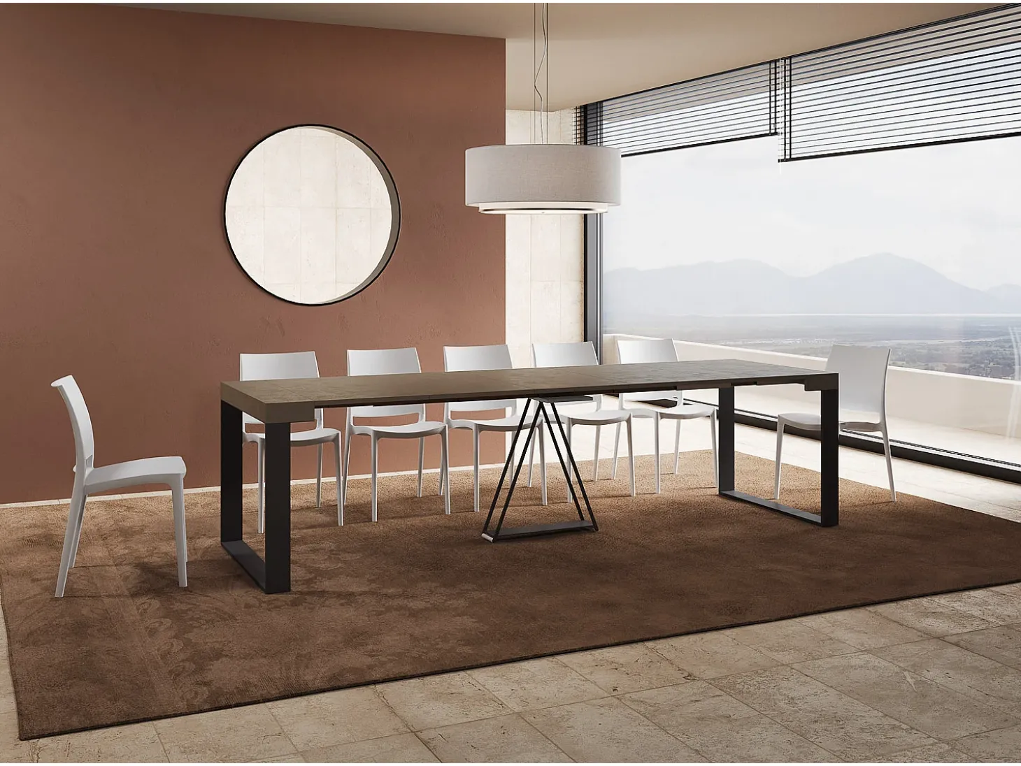 Mesa consola extensível 90x40/300cm Sketa tortora quadro antracite