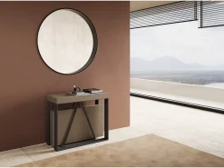 Mesa consola extensível 90x40/300cm Sketa tortora quadro antracite