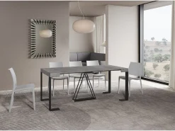 Mesa consola extensível 90x40/300cm Zamat cimento quadro antracite