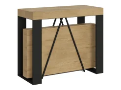 Mesa consola extensível 90x40/300cm Zamat carvalho natural quadro antracite