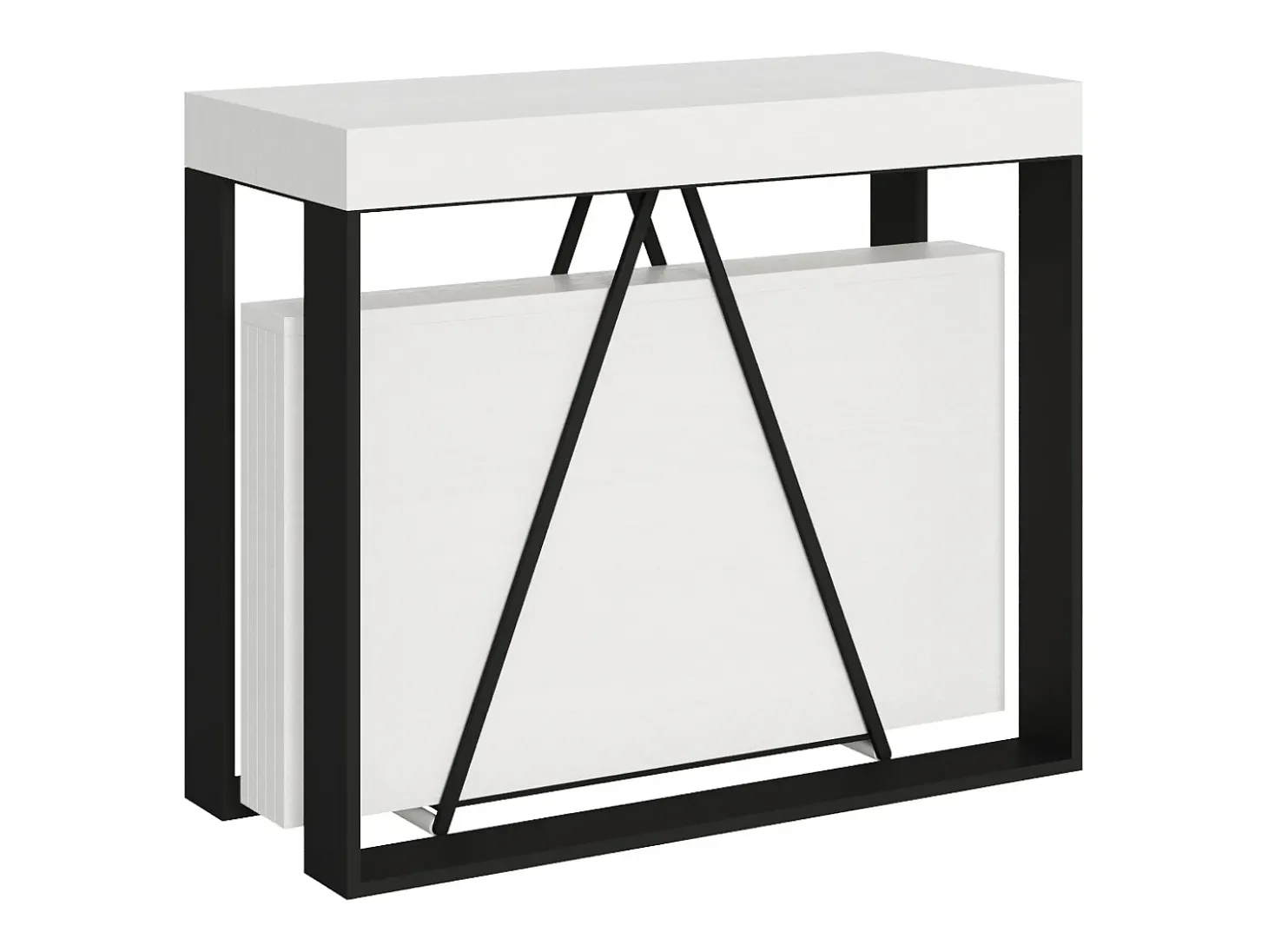 Mesa consola extensível 90x40/300cm Sketa cinza branca quadro antracite