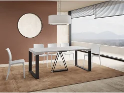 Mesa consola extensível 90x40/300cm Sketa cinza branca quadro antracite