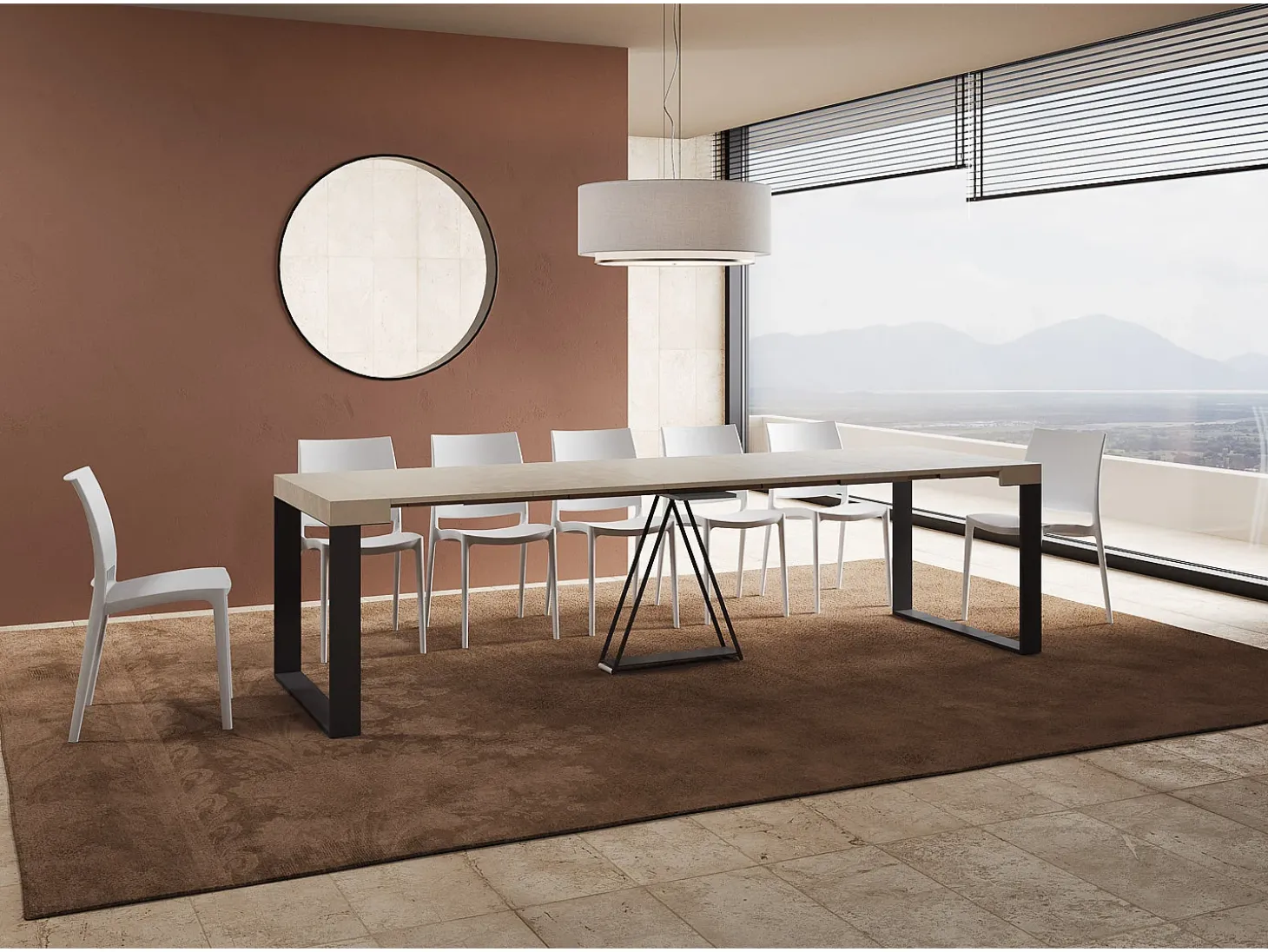 Mesa consola extensível 90x40/300cm Sketa caxemira quadro antracite