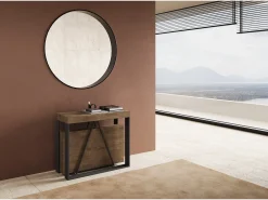 Mesa consola extensível 90x40/300cm Sketa nogueira quadro antracite